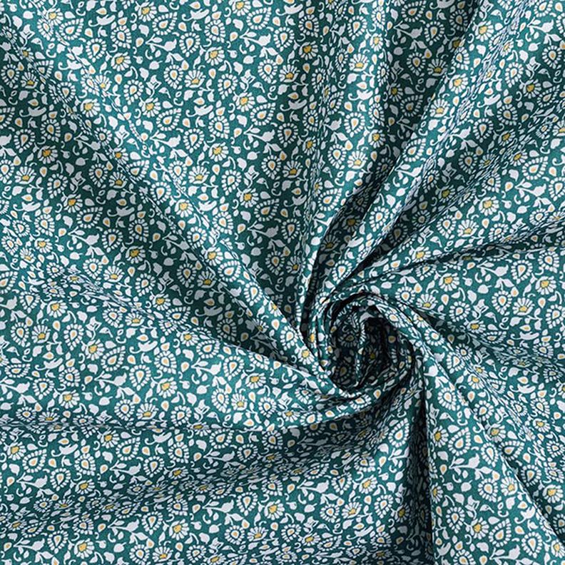 Bomullstyg kretong Litet paisley-mönster – grön,  image number 3