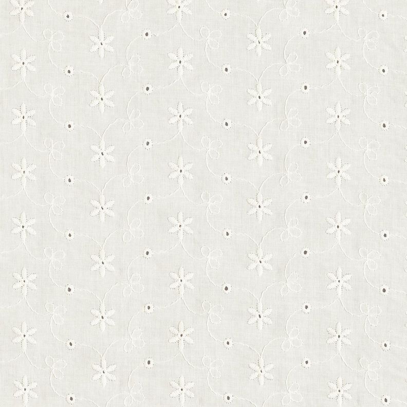 Bomullsbatist Engelskt broderi Blomrankor – yllevit,  image number 1