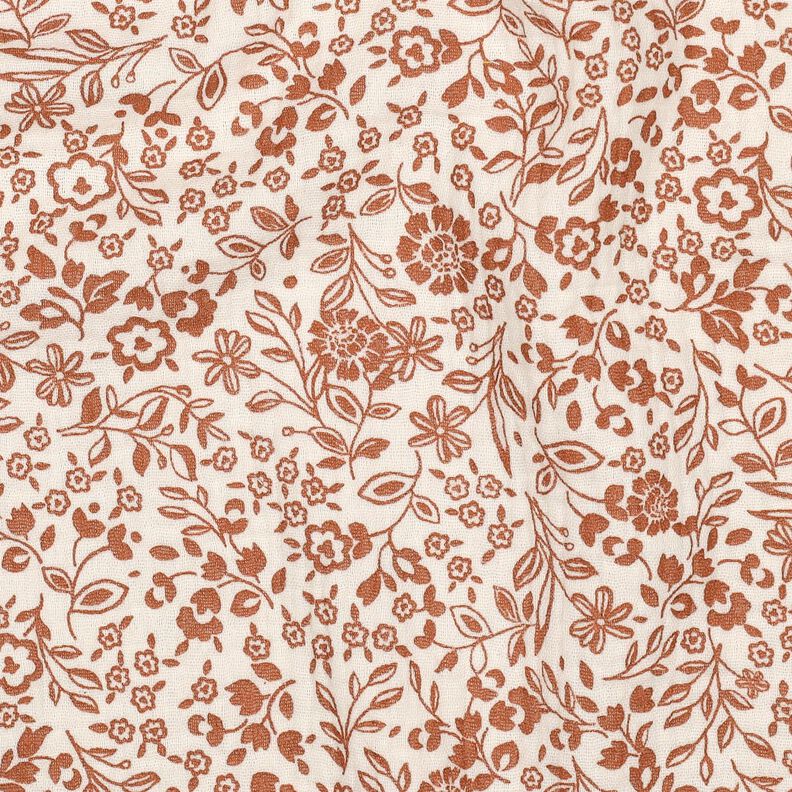 Muslin/Dubbel-krinkelväv Tvåfärgade blommor  | Poppy Fabrics – ljusbeige/karamell,  image number 2