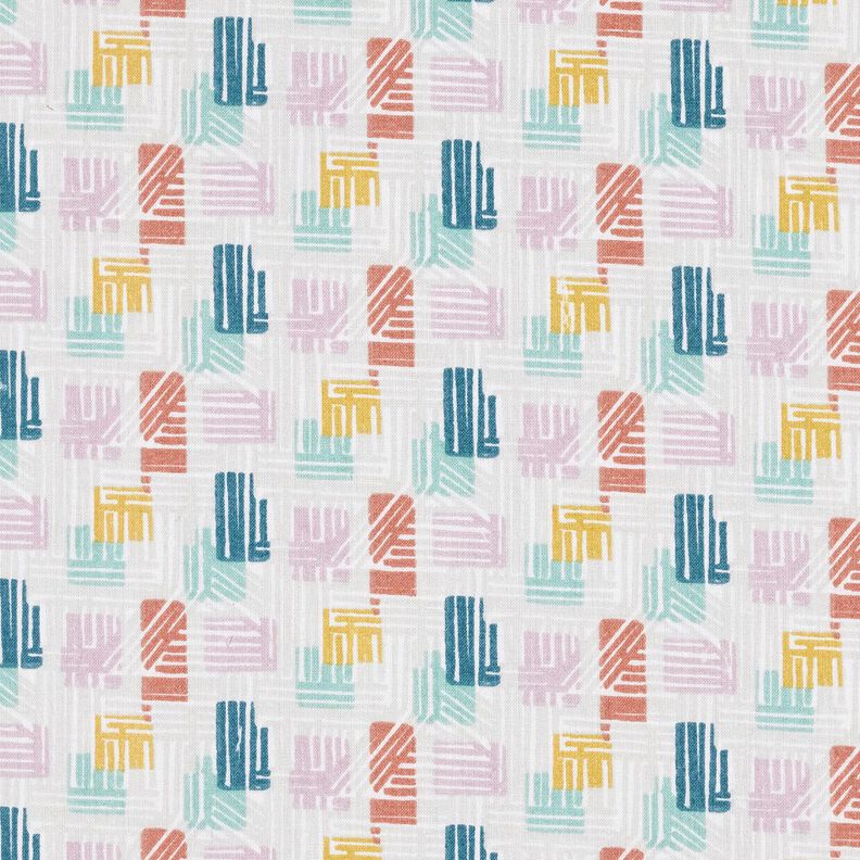 Bomullstyg Kretong Skrafferade former – silvergrå/pastellviolett,  image number 1