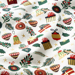 Bomullstyg Poplin presenter – yllevit/guld, 