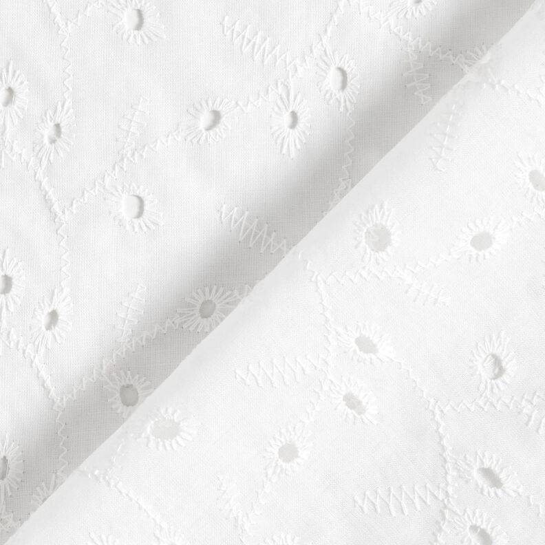 Bomullstyg hålbroderi blomrankor – vit,  image number 4