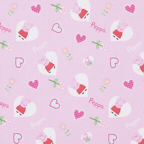 Bomullspoplin Peppa hjärtan Licenstyg | ABC Ltd – pastellviolett, 