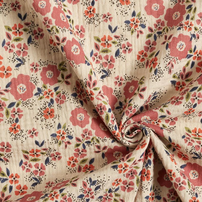 Muslin/Dubbel-krinkelväv Blomsterhav – ljus gråbrun,  image number 3