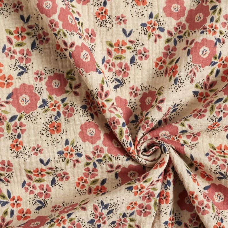 Muslin/Dubbel-krinkelväv Blomsterhav – ljus gråbrun, image number 3