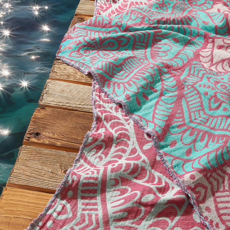 Strandkläder hamam-handduk jacquard-ornament – pepparmynta/purpur, image number 5