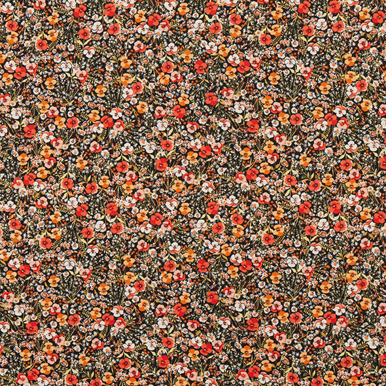 Crêpe chiffong blomsterhav – svart,  image number 1