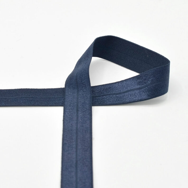 Elastiskt kantband (vikt resår) glänsande [20 mm] – marinblått,  image number 1