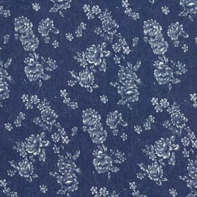 Chambray Små rosor – marinblått/yllevit, 