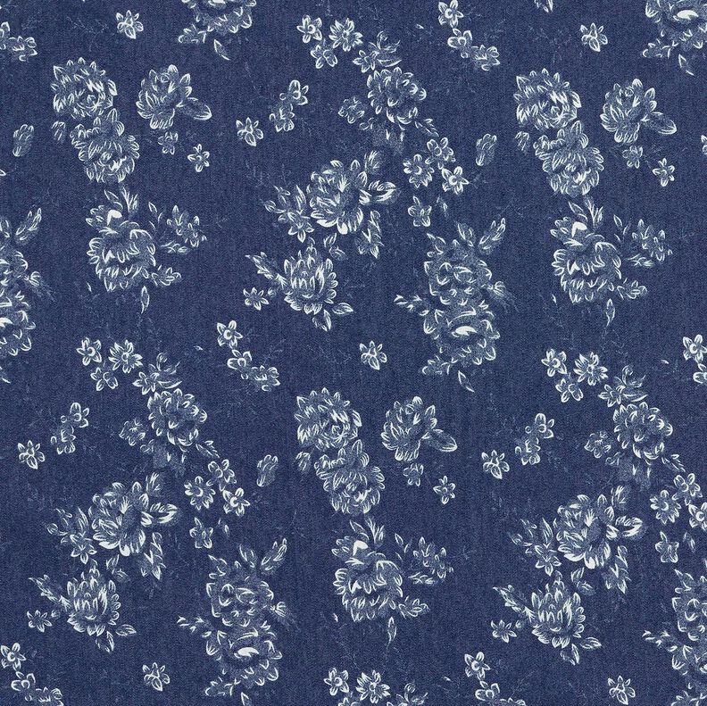 Chambray Små rosor – marinblått/yllevit,  image number 1