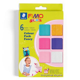 FIMO® Kids Modellermassa [6x42 g], Glitter&Pastellfärger, 