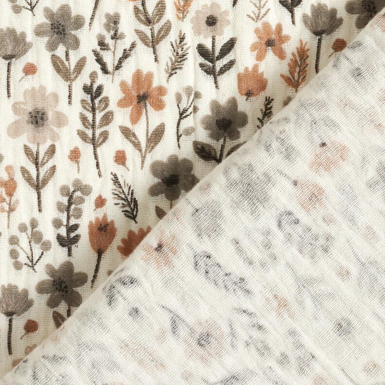 Muslin/Dubbel-krinkelväv höstblommor – yllevit, image number 4