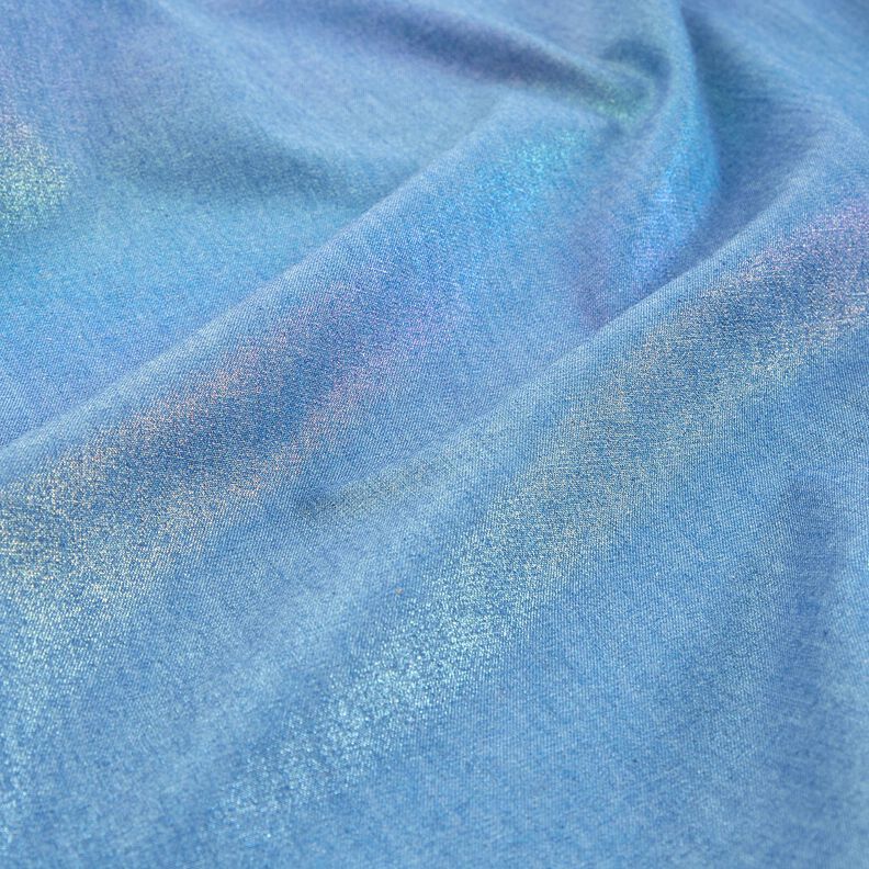 Chambray Regnbågsskimmer Folietryck | Poppy Fabrics – jeansblå/färgmix,  image number 2