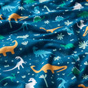 Bomullsjersey Dinosaurievärld | PETIT CITRON – petrol, 