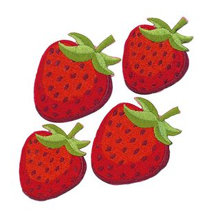 Applikation jordgubbar [ 4 styck ] | Kleiber – rött/grön, 