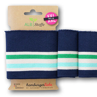 GOTS Ribbade muddar CUFF ME COLLEGE [ 140 cm | 7,5 cm ] | Albstoffe – marinblått/grön, 