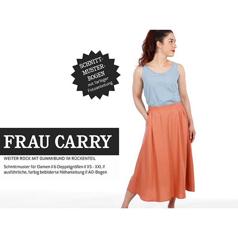 FRAU CARRY - vid kjol med resår i midjan bak, Studio Schnittreif  | XS -  XXL,  image number 1