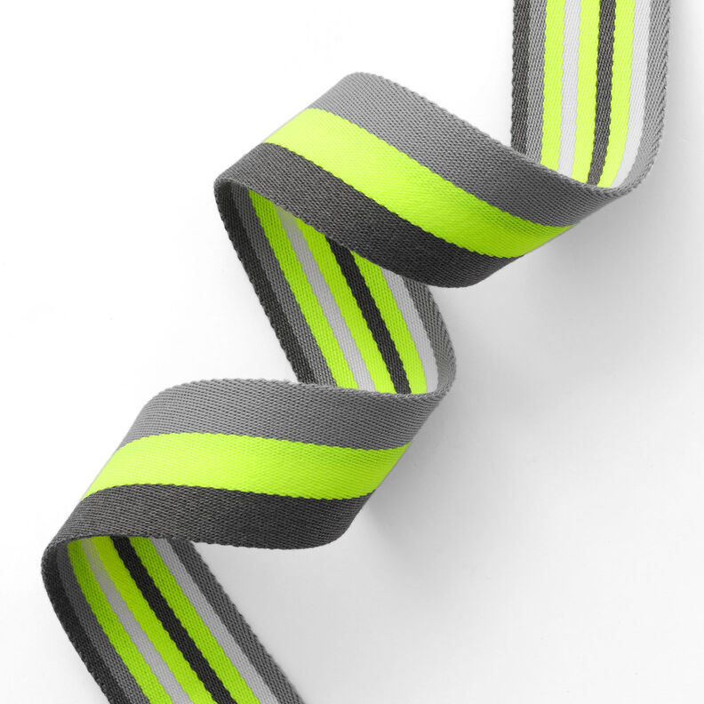 Väskband/bältesband Neon [ 40 mm ] – neongul/grått,  image number 2