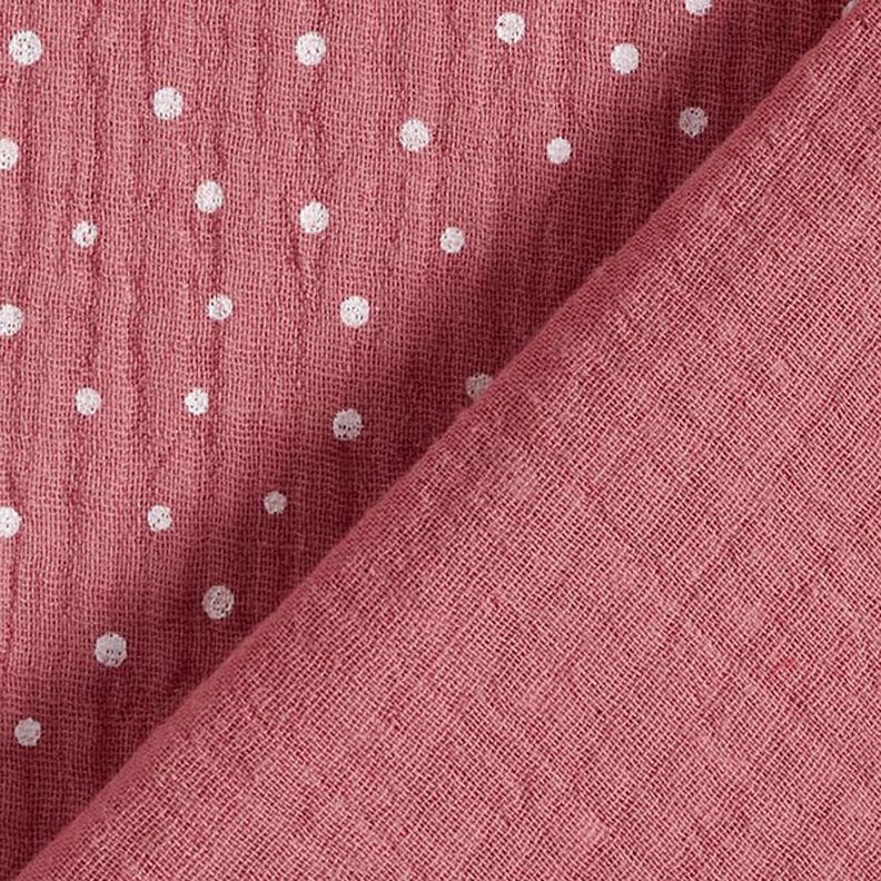 Muslin/Dubbel-krinkelväv prickar – gammalt rosa/vit, image number 4