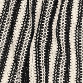 Stickat tyg ränder | Poppy Fabrics – svart/yllevit, 