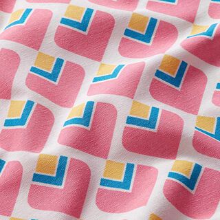 Dekorationstyg Canvas Retro-kvadrater – vit/pink, 