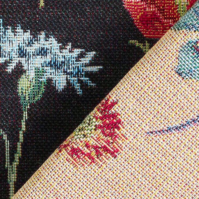 Dekorationstyg Gobeläng Vilda blommor – svart/rose, image number 4