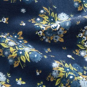Ekologisk bomullspoplin blombukett – marinblått, 