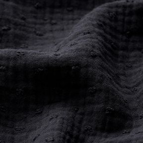 Muslin/Dubbel-krinkelväv dobby – svart, 