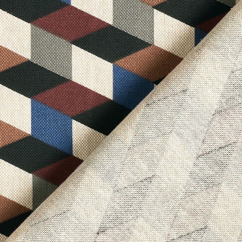 Dekorationstyg Halvpanama minimalistiska kuber &ndash; natur/bl&aring;,  image number 4