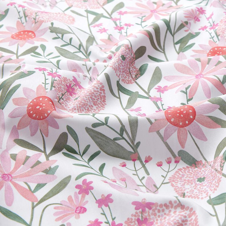 Bomullspoplin Stora ängsblommor Digitaltryck | Poppy Fabrics – vit,  image number 2