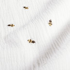 Muslin/Dubbel-krinkelväv Små bin – yllevit/guld, 