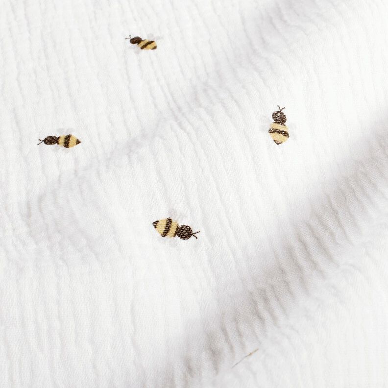 Muslin/Dubbel-krinkelväv Små bin – yllevit/guld,  image number 2