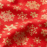Bomullstyg Poplin snökristaller – röd/guld,  thumbnail number 2