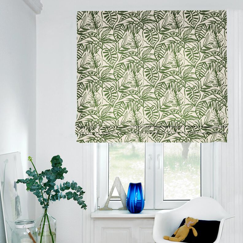 Dekorationstyg Halvpanama målad monstera – kräm/pinjegrön,  image number 6