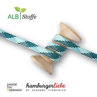 GOTS Ekologisk flätad snodd TWIST ME Plaid [12 mm] | Albstoffe – turkosblått/mörkgrön, 