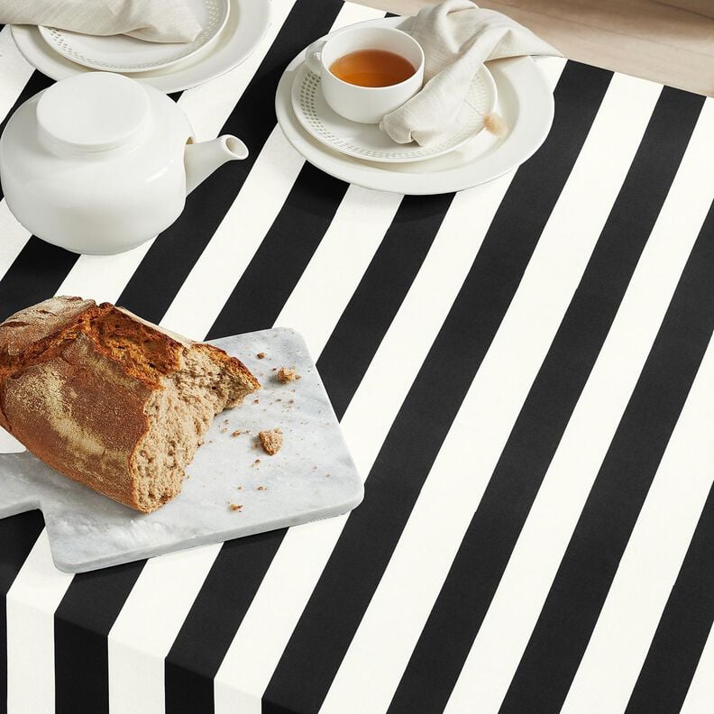 Dekorationstyg Canvas glada ränder – svart/vit,  image number 7