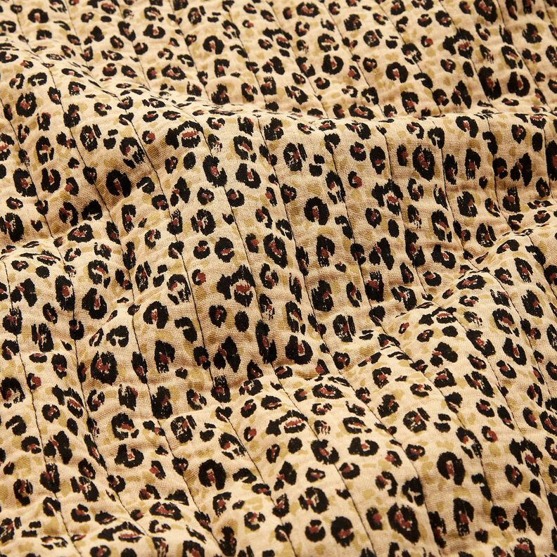 Muslin Quiltat tyg leo-tryck – beige/svart, image number 3
