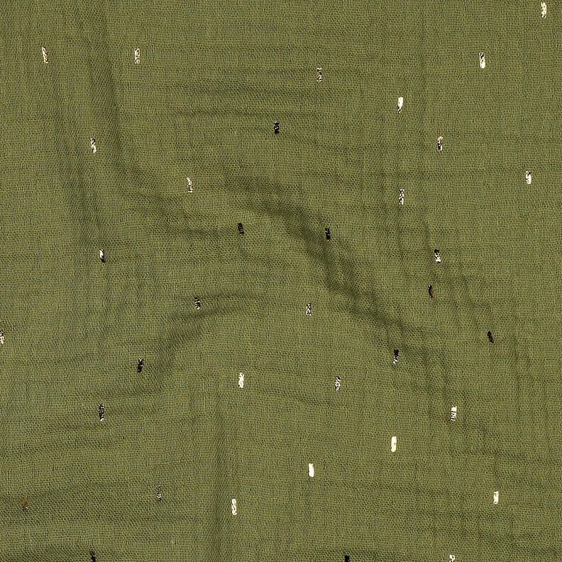 Muslin/Dubbel-krinkelväv Rektangel Folietryck | Poppy Fabrics – pinjegrön/guldmetallic,  image number 2