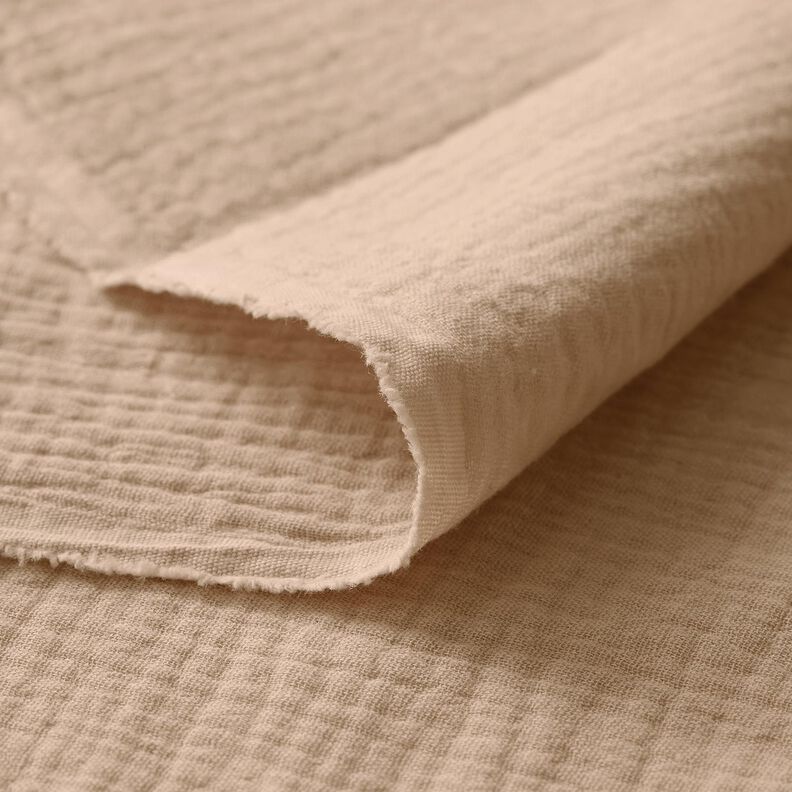 Muslin/Dubbel-krinkelväv – mörkbeige, image number 5