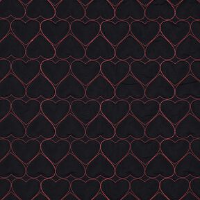 Quiltat tyg neonhjärtan | Poppy Fabrics – svart/neonpink, 