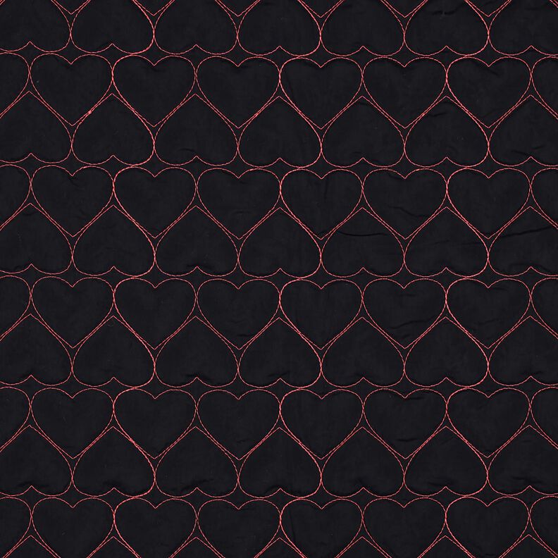 Quiltat tyg neonhjärtan | Poppy Fabrics – svart/neonpink, image number 1