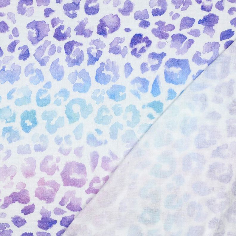Muslin/Dubbel-krinkelväv leo-tryck i färgövergång Digitaltryck | Poppy Fabrics – vit/blålila, image number 4