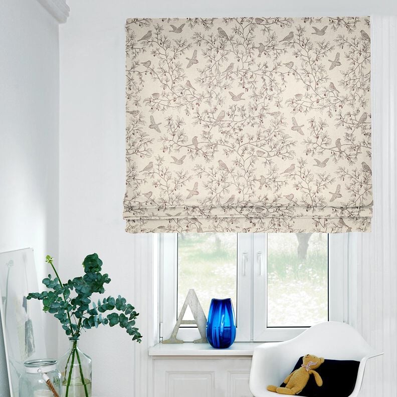 Dekorationstyg Halvpanama s&aring;ngf&aring;glar &ndash; natur/burgunder,  image number 5