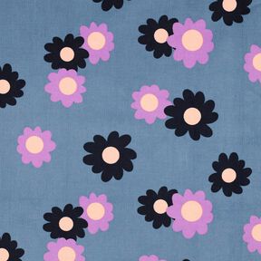 Babymanchester Blommor | Poppy Fabrics – jeansblå/lavender, 