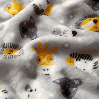 Mysfleece Doubleface Glasögondjur och stjärnor – dimgrå/solgult, 