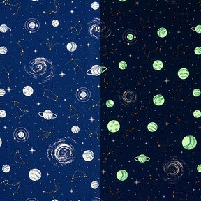 Dekorationstyg Glow in the dark stjärnbilder – marinblått/ljusgul, 