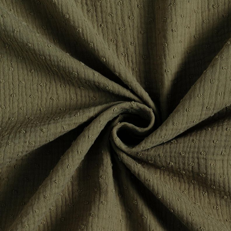 Muslin/Dubbel-krinkelväv dobby – khaki,  image number 3