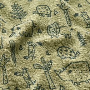 frottéjersey I djungeln – gråbeige, 