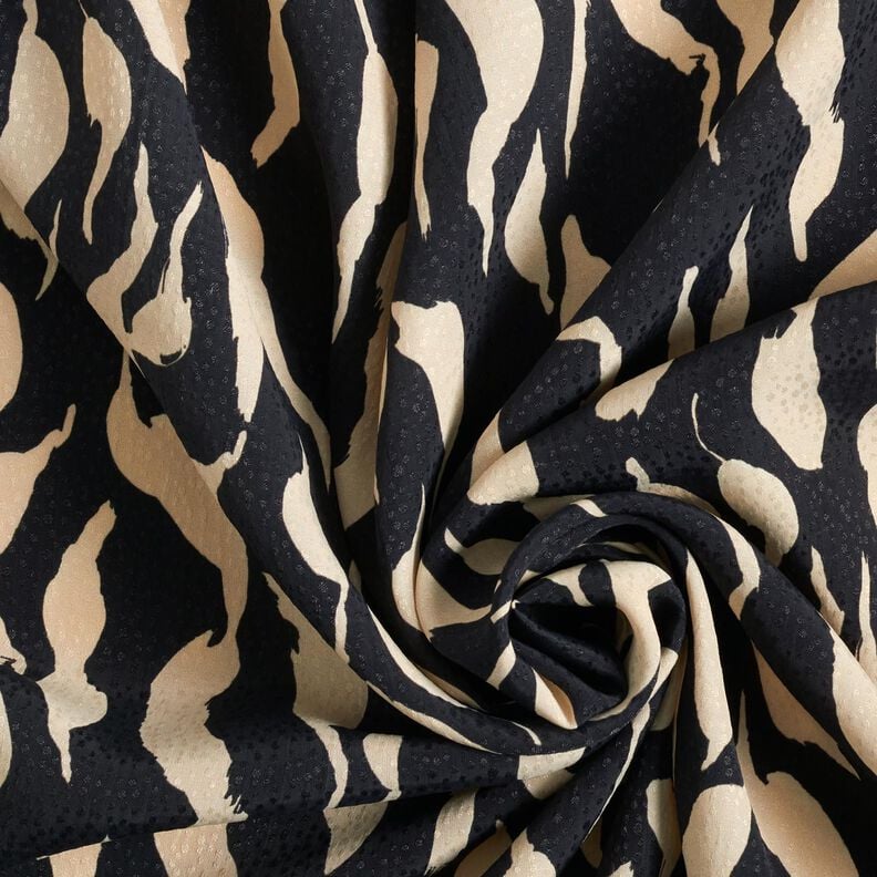 Viskostyg abstrakt zebra mönster – svart/ljusbeige,  image number 3