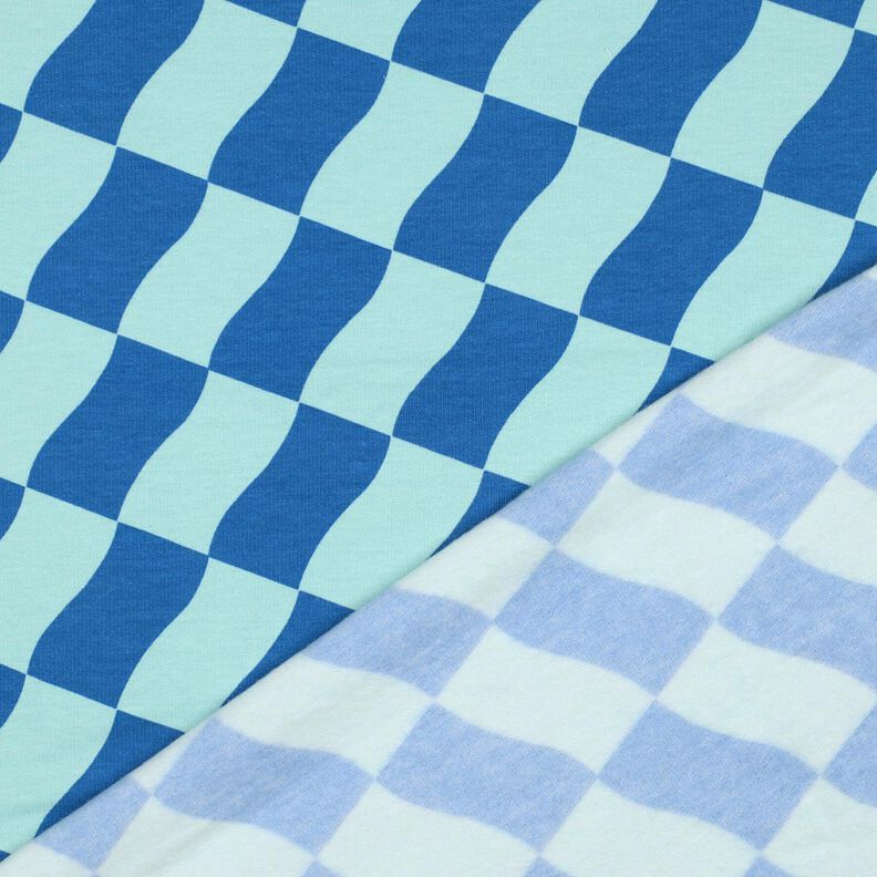 Softsweat vågiga rutor | Poppy Fabrics – kungsblått/isblå,  image number 4